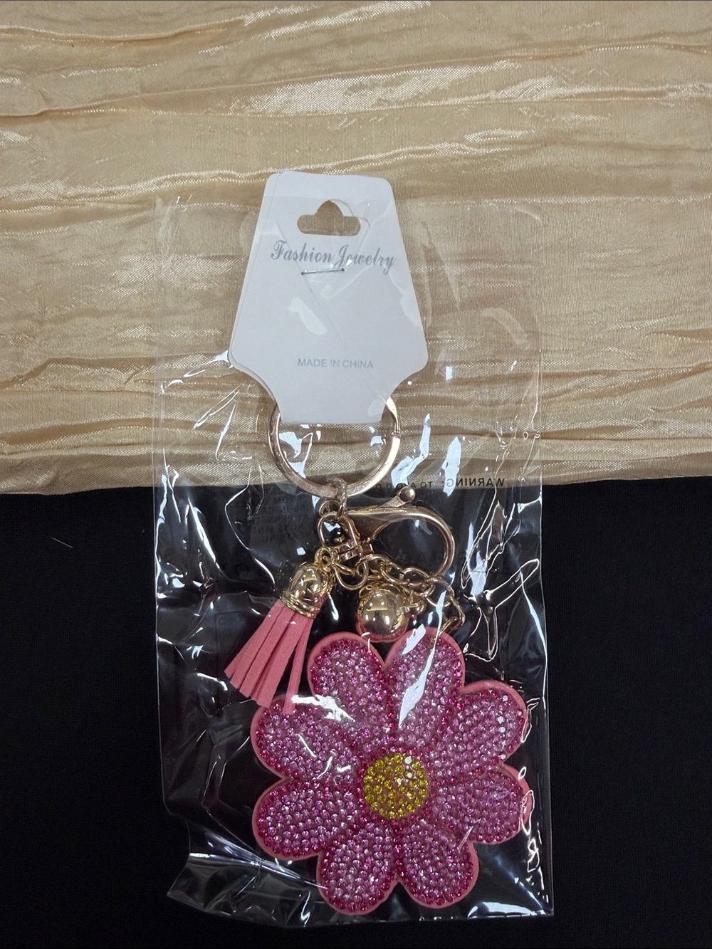 Fashion Jewelry Pink and Yellow Flower Key & Card Holder Charm